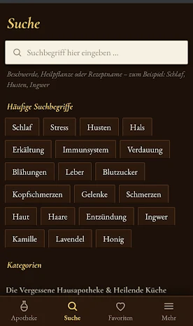 Die Suche mit häufigen Beschwerden: Schlaf, Stress, Husten, Erkältung